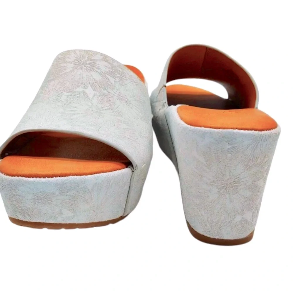 Gentle Soul Florella Gray Leather Platform Sandals Size 8.5